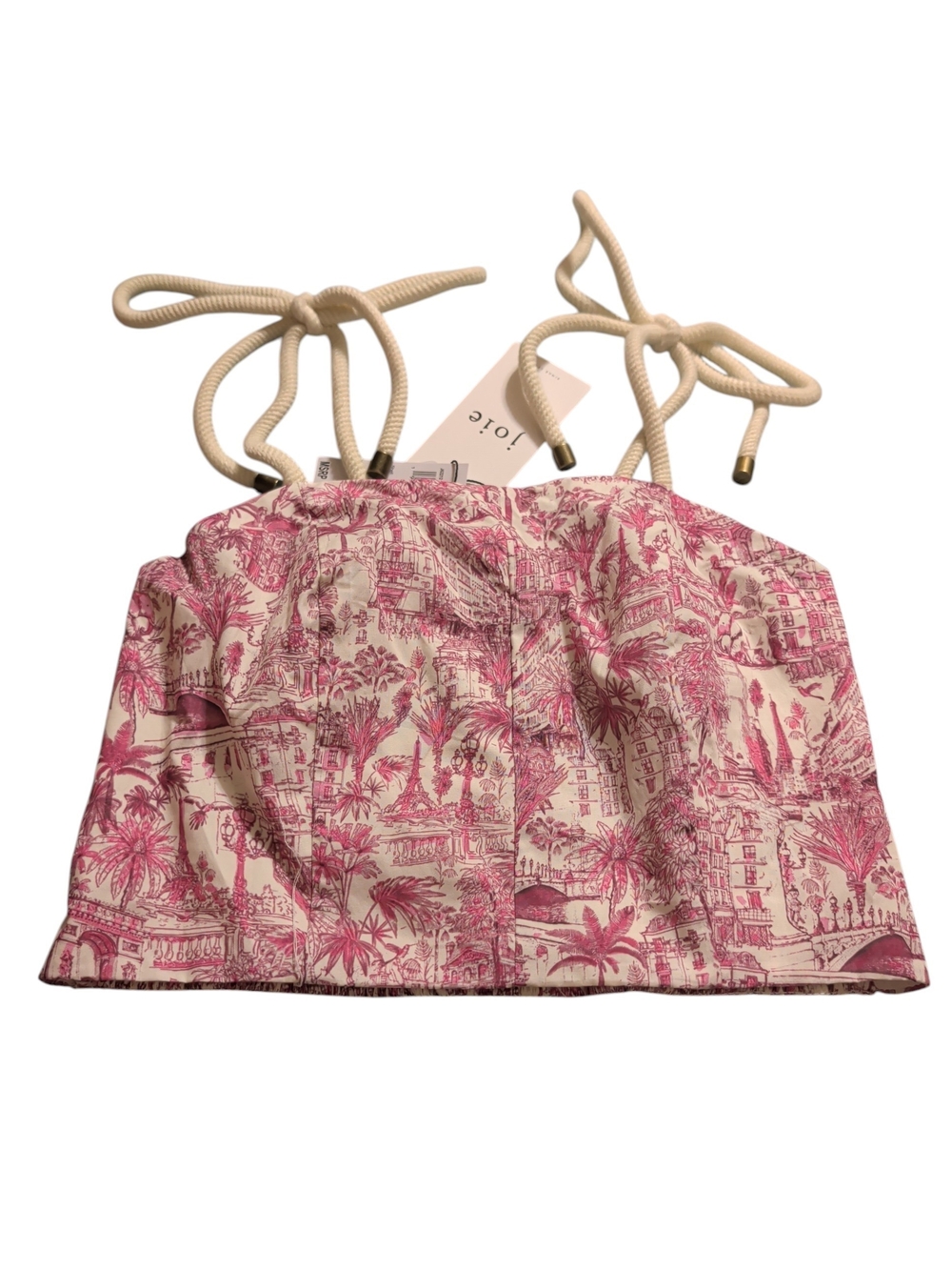 🌸 Joie Pink & Cream Paisley Parisian Crop Halter Tank XS